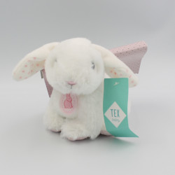 Doudou lapin blanc rose étoiles TEX BABY