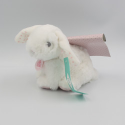Doudou lapin blanc rose étoiles TEX BABY