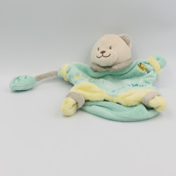 Doudou plat marionnette chat ours Bonzai adore le jardinage BABY NAT