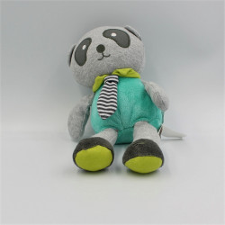 Doudou panda gris noir vert...
