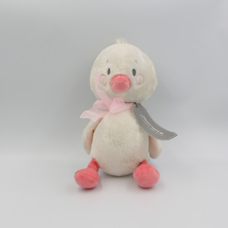 Doudou canard oiseau poussin blanc rose SERGENT MAJOR