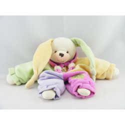 Doudou semi plat lapin lapinou arlequin BABY NAT