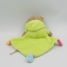 Doudou plat ours sweat capuche vert oiseau NICOTOY
