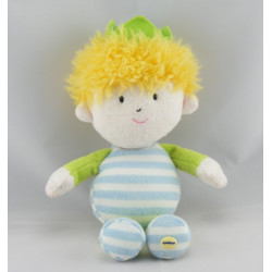 Doudou garçon blond prince roi bleu vert LUMINOU