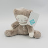 Doudou ours chat marron blanc TEX