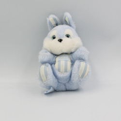 Doudou peluche lapin bleu blanc rayé TARTINE ET CHOCOLAT