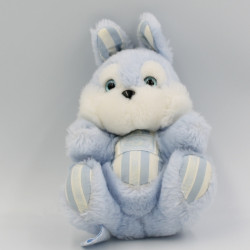 Doudou peluche lapin bleu blanc rayé TARTINE ET CHOCOLAT