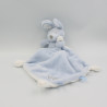 Doudou lapin bleu blanc mouchoir VIB