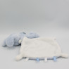 Doudou lapin bleu blanc mouchoir VIB