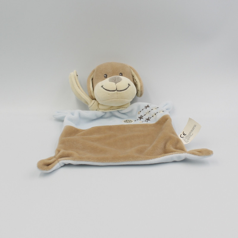 Doudou Plat chien beige bleu NICOTOY