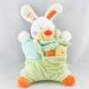 Doudou coussin lapin jaune orange carottes NICOTOY