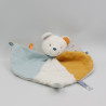 Doudou plat ours blanc bleu gris NICOTOY NEUF