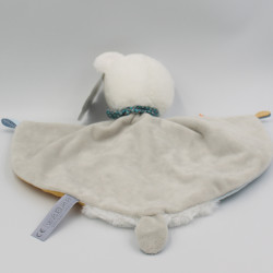 Doudou plat ours blanc bleu gris NICOTOY NEUF