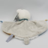 Doudou plat ours blanc bleu gris NICOTOY NEUF