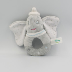Doudou hochet éléphant gris blanc bleu étoiles Dumbo DISNEY BABY