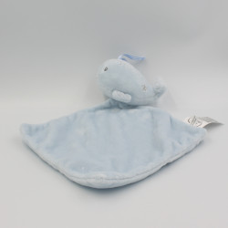 Doudou plat baleine bleu mouchoir MOTS D'ENFANTS