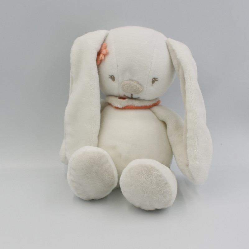Doudou lapin blanc gris orange Mia et Basile NATTOU