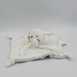 Doudou plat lapin blanc gris pois SIPLEC