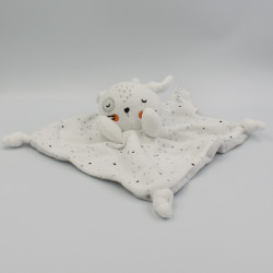 Doudou plat lapin blanc gris pois SIPLEC
