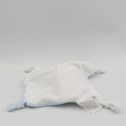 Doudou plat renard blanc bleu beige plumes SIPLEC