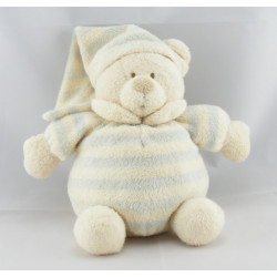 Doudou ours écru rayures bleu NICOTOY