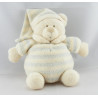 Doudou ours écru rayures bleu NICOTOY