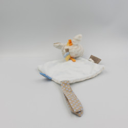 Doudou plat zèbre blanc bleu beige rayé Arthur et Louis NATTOU