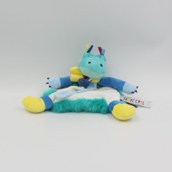 Doudou et compagnie plat crocodile bleu blanc vert Tropicool
