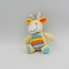 Doudou girafe jaune orange bleu rayé TEX