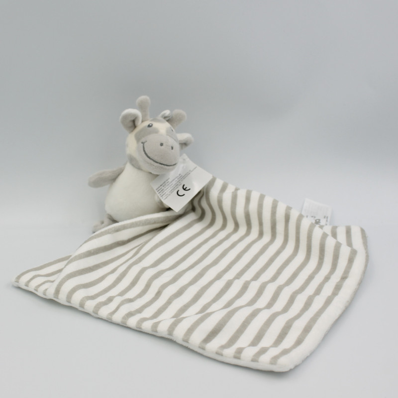 Doudou girafe gris blanc rayé SHIMA
