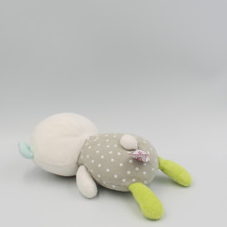 Doudou ours blanc gris vert bleu pois POMMETTE