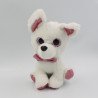 Doudou peluche chien blanc rose gros yeux brillant PRIMARK