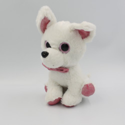 Doudou peluche chien blanc rose gros yeux brillant PRIMARK