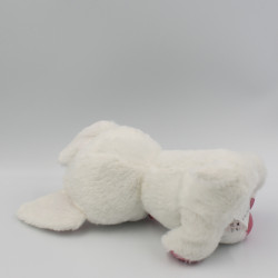 Doudou peluche chien blanc rose gros yeux brillant PRIMARK