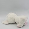 Doudou peluche chien blanc rose gros yeux brillant PRIMARK