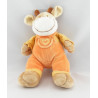 Doudou vache salopette orange coeur maillot rayé MOTS D'ENFANTS