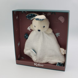 Doudou plat lapin blanc vert fleurs k'doux Nature KALOO