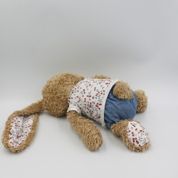 Doudou lapin marron bleu blanc rayé cerises TAPE A L'OEIL TAO