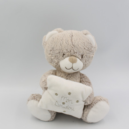 Doudou musical ours beige marron blanc coussin TEX BABY