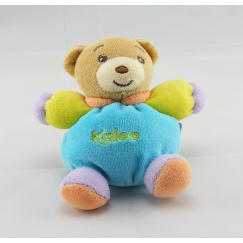 Mini Doudou ours bleu vert mauve KALOO