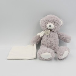Doudou ours gris blanc mouchoir Pap'ours BABY NAT