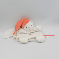Doudou marionnette ours blanc orange mouchoir Imagine KALOO