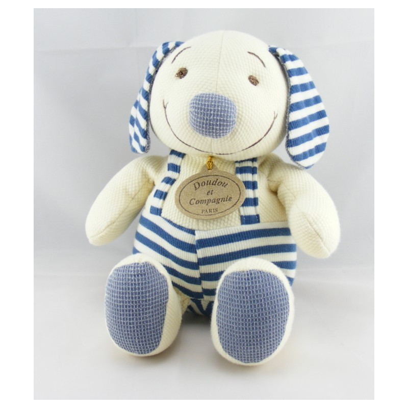 Doudou chien rayé bleu DOUDOU ET COMPAGNIE