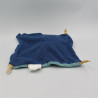 Doudou plat carré hippopotame bleu Les Papoum MOULIN ROTY