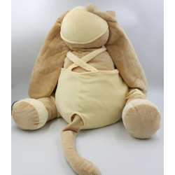 Grand doudou peluche éléphant Archibald salopette jaune NOUKIE'S