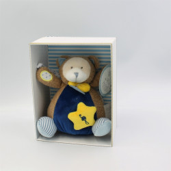 Doudou et compagnie musical ours beige bleu jaune étoile Les Ptitous