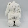 Doudou musical lapin blanc gris pois coussin POMMETTE