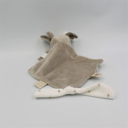 Doudou plat ane poney beige marron blanc couronne NATTOU