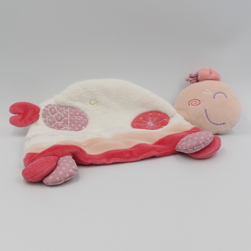 Doudou plat tortue rose blanc My little tortue Tess SAUTHON