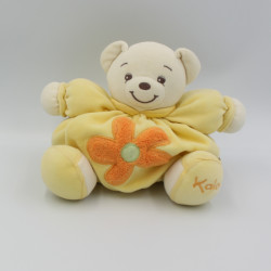 Doudou ours boule patapouf jaune fleur orange KALOO